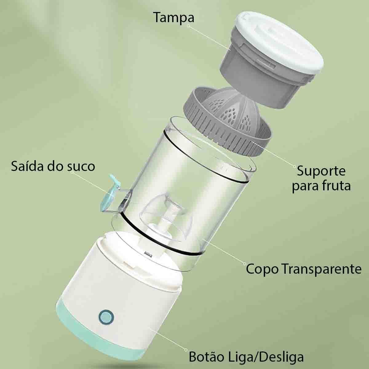 Espremedor Laranja Limao Frutas Sem Fio Portatil 45W Cozinha Culinaria Cocçao Suco Natural Casa Leva - 4