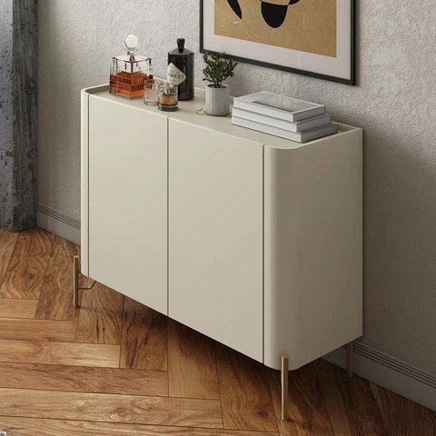Buffet Bend 99 cm Porta Lisa Incolar Luna com Pé Dourado