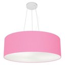 Ver imagem 1 de Lustre Pendente Cilíndrico Vivare Md-4010 Cúpula em Tecido 60x21cm - Bivolt - Rosa Bebê - Bivolt
