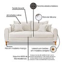 Ver imagem 5 de Sofá Living 2 Lugares 1,80m Livia Bouclê Pés de Madeira - Pallazio Cor:Off White