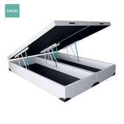 Cama Box Baú Casal Bipartida Sintético Branco 38x138x188 Rr Colchões - 1
