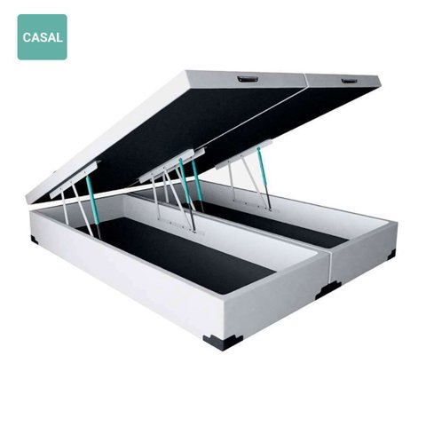 Cama Box Baú Casal Bipartida Sintético Branco 38x138x188 Rr Colchões