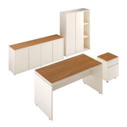 Conjunto de Escritório Office 4 Peças Mesa Gaveteiro Balcão Armário Oslo - 9