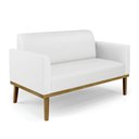 Ver imagem 3 de Sofá Namoradeira com 2 Poltronas Base de Madeira Fixa Castanho Marisa Corino Branco - D'Rossi