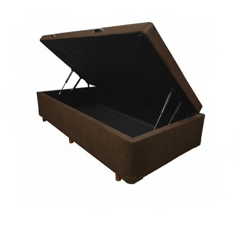 Box Baú Solteirão Blindado na Chapa de Madeira - Suede Marrom (96x203x42)
