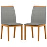 Conjunto com 2 Cadeiras de Jantar Estofada Fernanda Ypê Linho Cinza Claro Ln02 - 1
