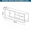 Ver imagem 5 de Rack Orgânico Luna Artesano 180 Cm (larg) em Mdp Hanover Duas Gavetas Base Metal Dourado