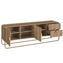 Ver imagem 3 de Rack Orgânico Luna Artesano 180 Cm (larg) em Mdp Hanover Duas Gavetas Base Metal Dourado