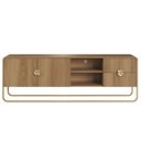 Ver imagem 2 de Rack Orgânico Luna Artesano 180 Cm (larg) em Mdp Hanover Duas Gavetas Base Metal Dourado