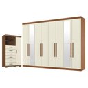 Ver imagem 1 de Guarda Roupa Casal 8 Portas 4 Gavetas Master New com Espelho e Cômoda Marabá com Pés Jatobá