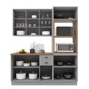 Ver imagem 4 de Cozinha Modulada 3 Peças 1 Torre Quente 1 Balcão com Tampo 1 Aéreo 100% MDF com Rodapé Bari Cinza/Titanio Fosco