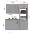 Ver imagem 3 de Cozinha Modulada 3 Peças 1 Torre Quente 1 Balcão com Tampo 1 Aéreo 100% MDF com Rodapé Bari Cinza/Titanio Fosco