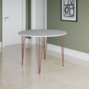 Ver imagem 1 de Mesa Jantar Redonda Branca Hairpin 110cm Elen Base Cobre Branco