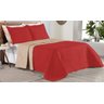Colcha Cobre Leito Cama King 3 Pç Dupla Face Acolchoado Microfibra Vermelho e Bege - 3