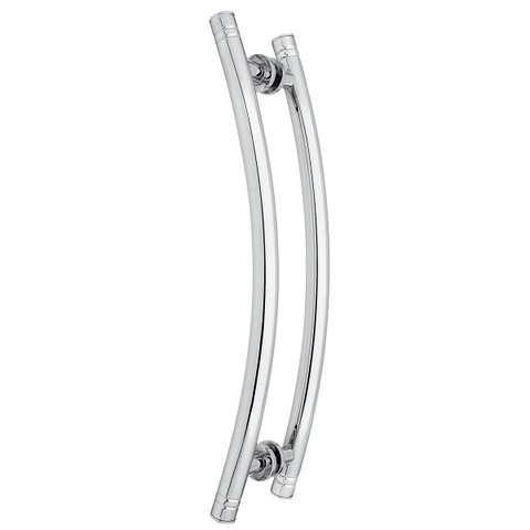 Puxador Tubular 1" Porta Madeira ou Vidro Curvo Alumínio Cromado Loja da Indústria 800mm x 700mm