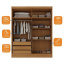 Ver imagem 5 de Guarda-Roupa 100% MDF 4 Portas 3 Gavetas com Espelhos Sevilha Yescasa Bege/Cinamomo/Off White