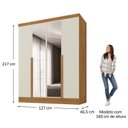 Ver imagem 3 de Guarda-Roupa 100% MDF 4 Portas 3 Gavetas com Espelhos Sevilha Yescasa Bege/Cinamomo/Off White