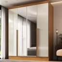 Ver imagem 1 de Guarda-Roupa 100% MDF 4 Portas 3 Gavetas com Espelhos Sevilha Yescasa Bege/Cinamomo/Off White