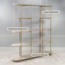 Ver imagem 4 de Estante Enya com 5 Prateleiras em MDF Off White e Estrutura em Metal Champanhe
