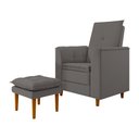 Ver imagem 1 de Poltrona de Amamentação Quarto Infantil com Puff Kate Pés Palito Suede Grafite - New Belle Poltrona 