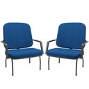 Ver imagem 1 de Kit 02 Cadeiras de Escritório Recepção com Braço Fixa Preta Magno P03 Crepe Azul - Lyam Decor