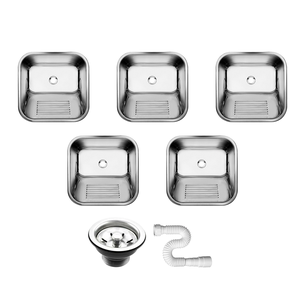 5 Tanque Inox 40x34x20 Aço 304 Cozinha As Atacado Kit