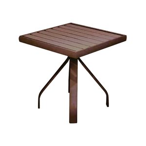 Mesinha de Apoio Lateral Quadrada Ripada Aluminio para Espreguiçadeira Sala Jardim