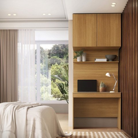 Escrivaninha com Painel e Aéreo 1 Gaveta 2 Portas MDF Altezza