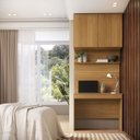 Ver imagem 1 de Escrivaninha com Painel e Aéreo 1 Gaveta 2 Portas MDF Altezza