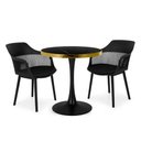Ver imagem 1 de Conjunto Mesa de Jantar Redonda Majestic 70cm Preta com 2 Cadeiras Estofadas Marcela - Preto