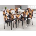 Ver imagem 2 de Kit 6 Capas Encosto de Cadeira de Ferro Tubular Cozinha e Jantar Malha Helanca Estampada:22 Geométri