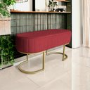 Ver imagem 2 de Banco Recamier Decorativa Luana Base Gold Veludo Vermelho - Montanaris Decor