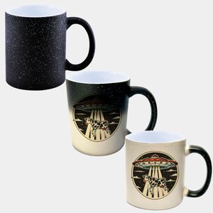 Caneca Mágica Glitter Muda de Cor Y2 Ovni Nave Abdução Vaca 1