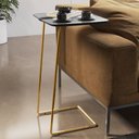Ver imagem 2 de Mesa Apoio Lateral para Sofá Atenas Pé Dourado LarFlex:Laca Concreto