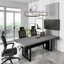 Ver imagem 1 de Mesa de Reunião Retangular Design Industrial MDP 200cm Cinza Sagrado com Preto F5 Office