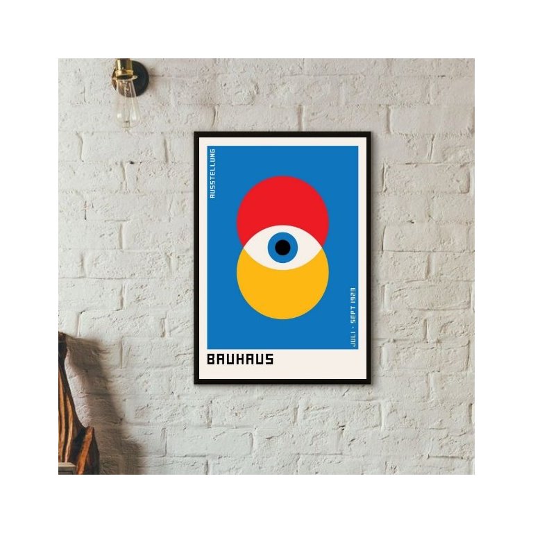 Quadro Arte Abstrata Bauhaus - Poster 24x18cm:madeira Branca Quadro Arte Abstrata Bauhaus - Poster 24x18cm:madeira Branca