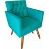 Poltrona Decorativa Larah Escritório Capitonê Azul Turqueza - 3