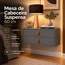 Ver imagem 3 de Kti Mesinha de Cabeceira Unic 60cm Suspenso Parede Quarto:Cinza