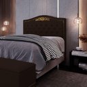Ver imagem 2 de Cabeceira Cama Box Casal King 195cm com Tachas Imperial J02 Sintético Marrom Escuro - Mpozenato