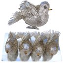 Ver imagem 1 de Kit 8 Decoração Natal Presilha Pássaro com Glitter Bronze