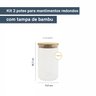 KIT POTES HERMETICOS VIDRO CIRCULAR BAMBU 1100ML - 2PÇS - 3