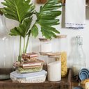 Ver imagem 2 de KIT POTES HERMETICOS VIDRO CIRCULAR BAMBU 1100ML - 2PÇS