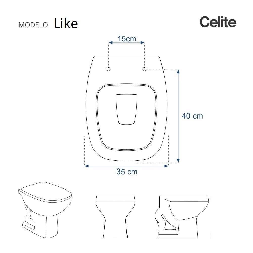 Assento Sanitário Soft Close Like Preto para Vaso Celite - 3