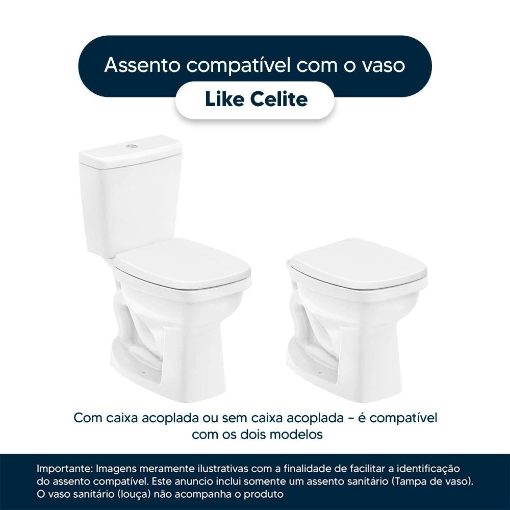 Assento Sanitário Soft Close Like Preto para Vaso Celite - 4