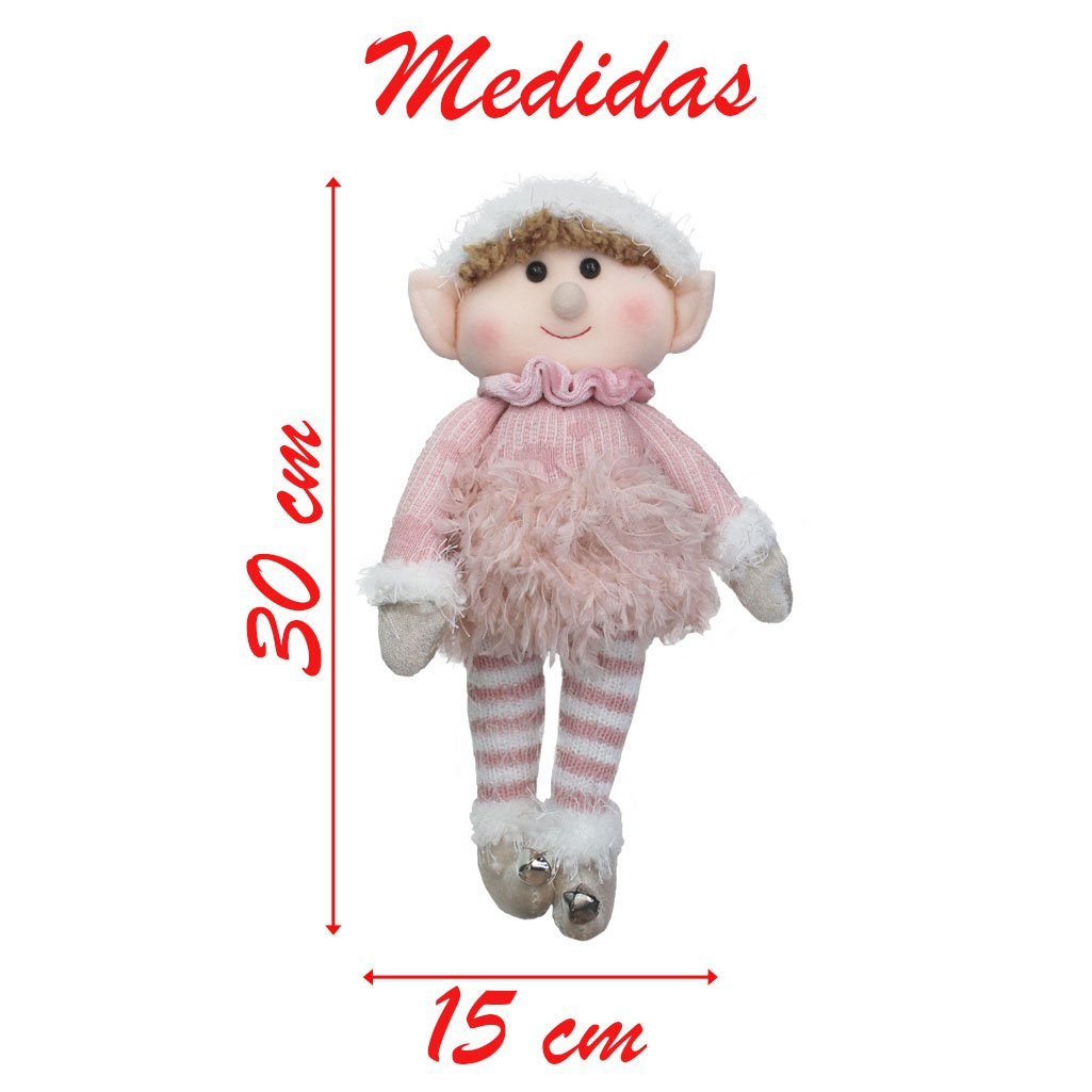 Boneco Pendente Natal Duende Mamãe Noel Rosa 30cm - 2