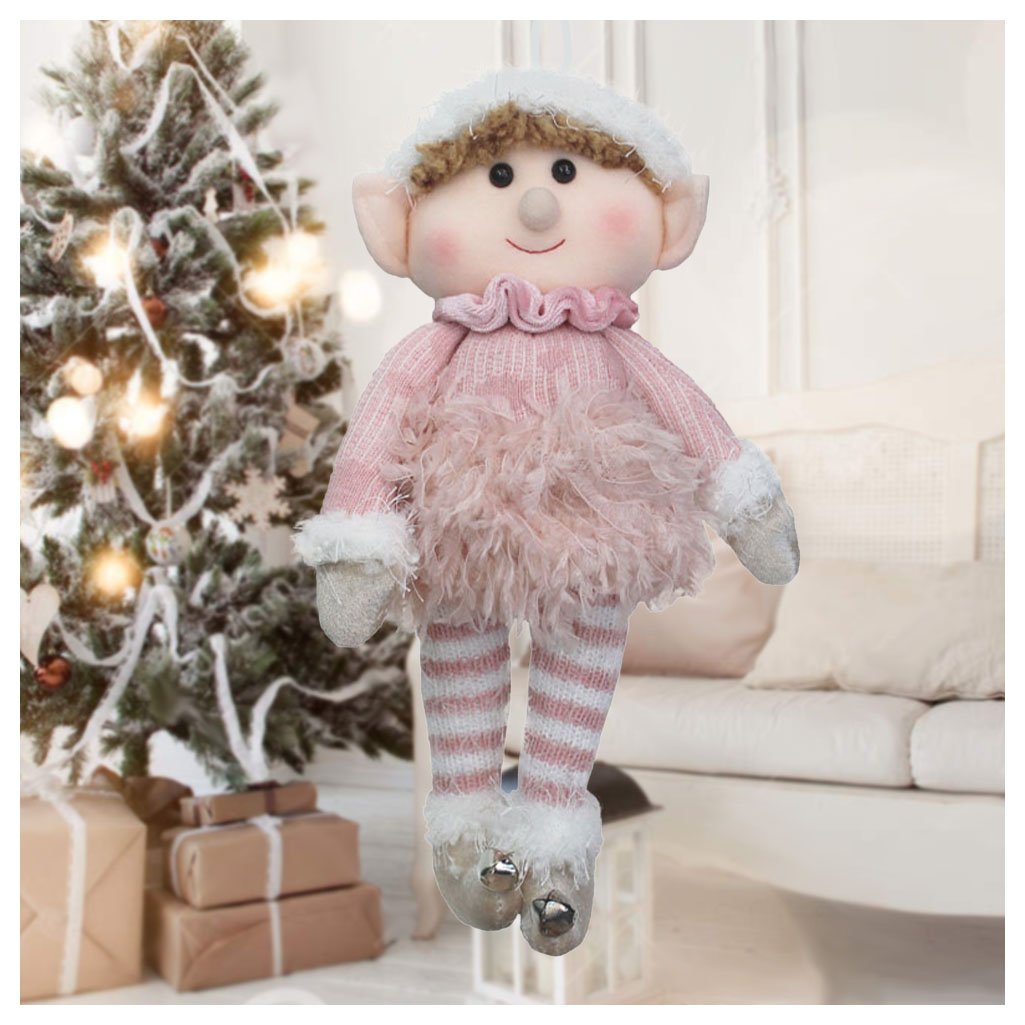 Boneco Pendente Natal Duende Mamãe Noel Rosa 30cm - 1