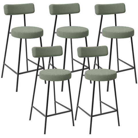 Kit 04 Banquetas Baixa para Cozinha Sala de Jantar Bar Bancada Milão L02 Bouclê Oliva - lyam decor L