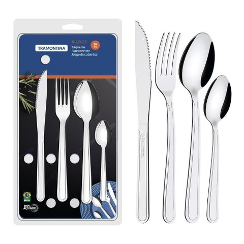 Faqueiro Linha Búzios 24 Peças Aço Inox para Mesa Posta Tramontina