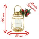 Ver imagem 2 de Kit 2 Lamparinas Natalinas Douradas 30cm e 36cm Decorada Metal