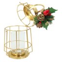 Ver imagem 6 de Kit 2 Lamparinas Natalinas Douradas 30cm e 36cm Decorada Metal